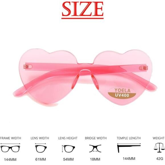 Oversized Heart Rimless Sunglasses for Women - Picture 3 of 6